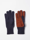 Brunello Cucinelli Suede-trimmed Cashmere Gloves In Blue