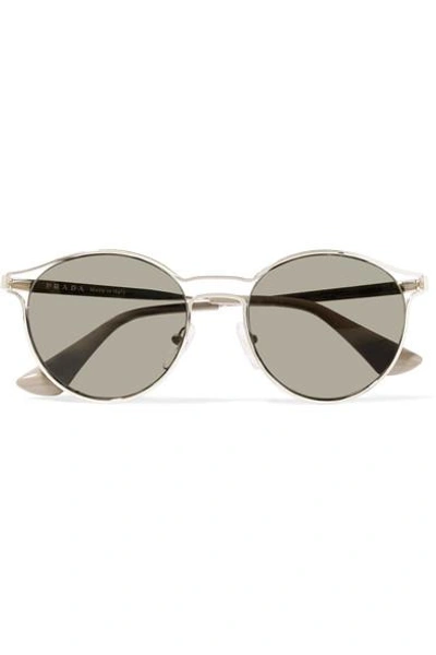 Prada Round-frame Gold-tone Mirrored Sunglasses