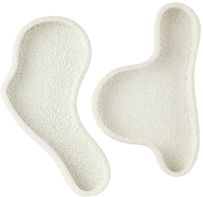 Marloe Marloe Off-white Duo Lava Curved Tray Set In Lava / Bone