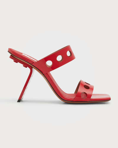 Alaïa Perforated Patent Leather Mules In Laque
