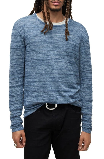 John Varvatos Erik Space Dye Linen Blend Crewneck Sweater In Dutch Blue