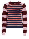 Kenzo Boke Flower-embroidered Striped Knitted Top In Rose
