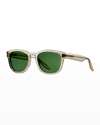 Barton Perreira Nelson 53mm Rectangular Sunglasses In Champagne Bottle Green