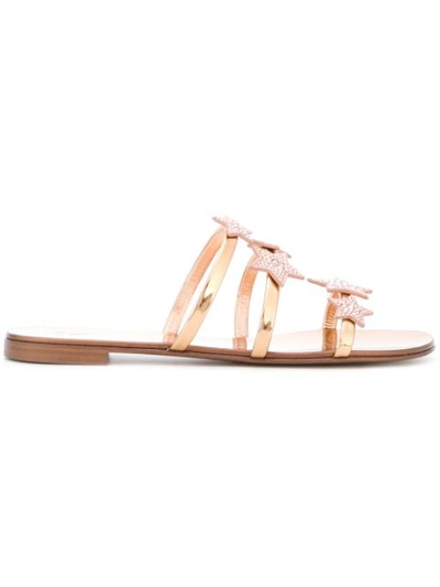 Giuseppe Zanotti Anya Star Crystal-embellished Mirrored-leather Sandals In Gold