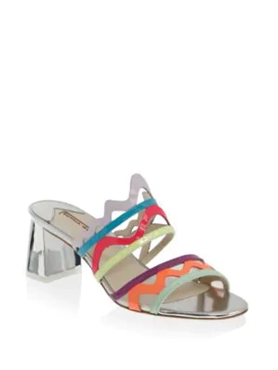 Sophia Webster Mila Mid-heel Zigzag Mule Sandal In Silver Multi
