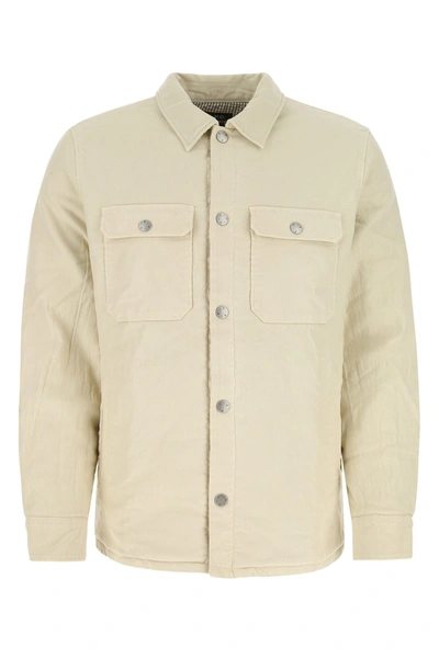 A.p.c. Alex Patch-pocket Padded Cotton-corduroy Overshirt In Beige