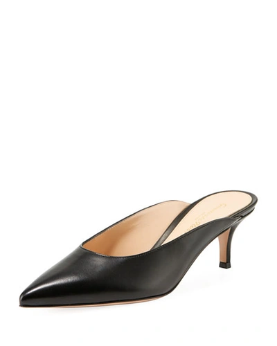 Gianvito Rossi Low-heel Patent Leather Dip-vamp Mule In Black