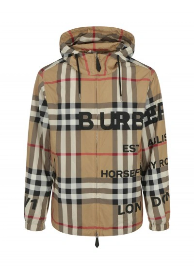 Burberry Horseferry Print Check Hooded Jacket In Beige | ModeSens