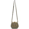 Chloé Nile Bracelet Medium Textured-leather And Suede Shoulder Bag In Grey