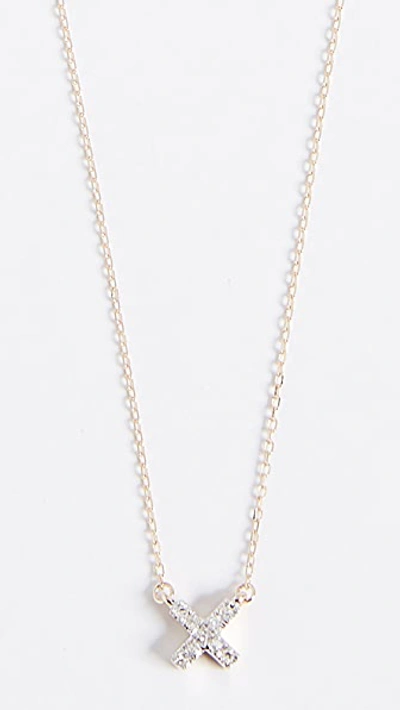 Adina Reyter 14k Gold Super Tiny Solid Pave X Necklace In Yellow Gold