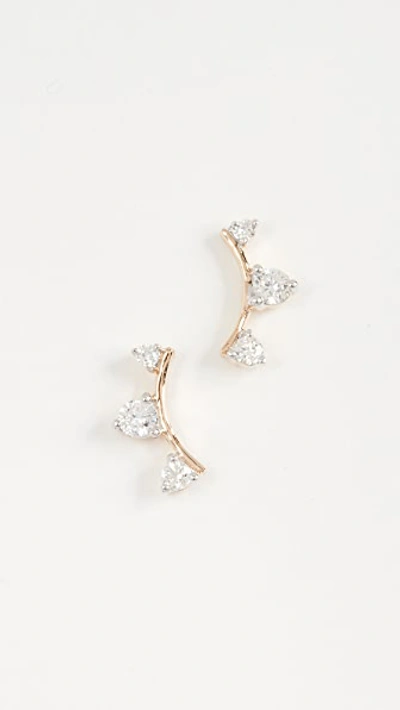 Adina Reyter 14k Gold Three Diamond Amigos Curve Post Earrings In Yellow Gold