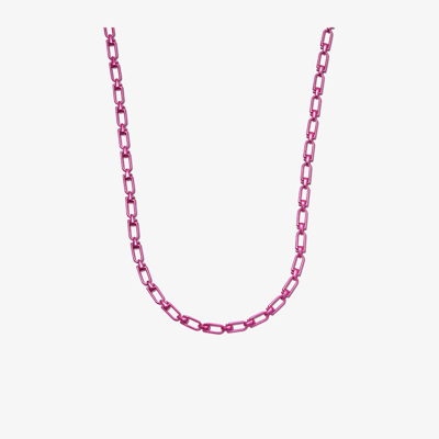 Eéra Sterling Silver Reine Small Chain Necklace In Fuchsia