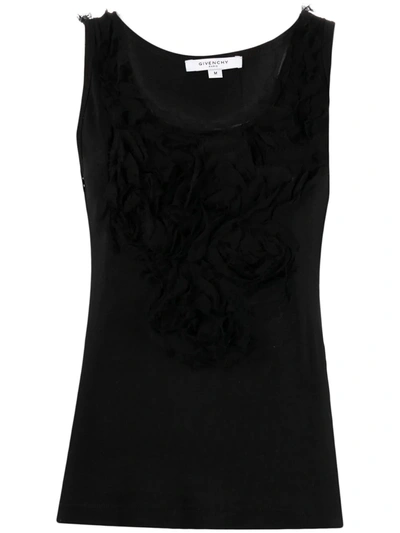 Pre-owned Givenchy 2000s Ruffled-detail Tank Top In Black