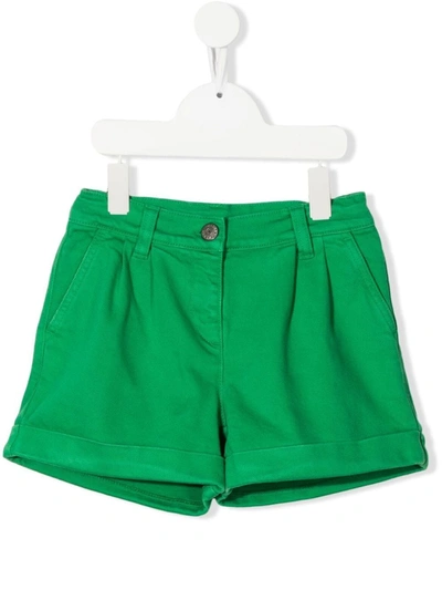 P.a.r.o.s.h. Kids' Cabare Pleat-detail Shorts In Green