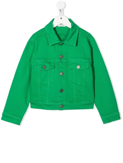 P.a.r.o.s.h. Kids' Chest-pocket Denim Jacket In Green