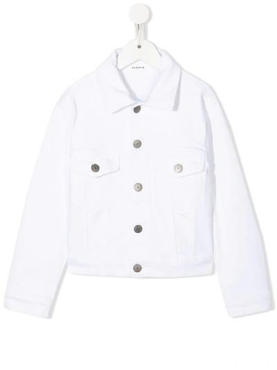 P.a.r.o.s.h. Kids' Chest-pocket Denim Jacket In White