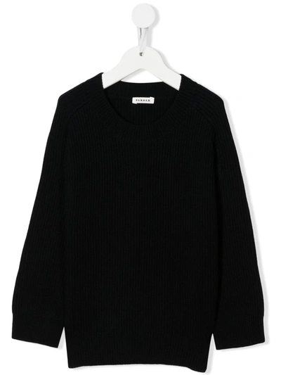 P.a.r.o.s.h. Kids' Laura Ribbed-knit Jumper In Black