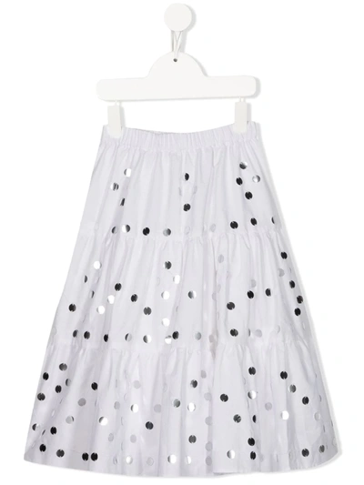 P.a.r.o.s.h. Kids' Cindera Disc-embellished Tiered Skirt In White