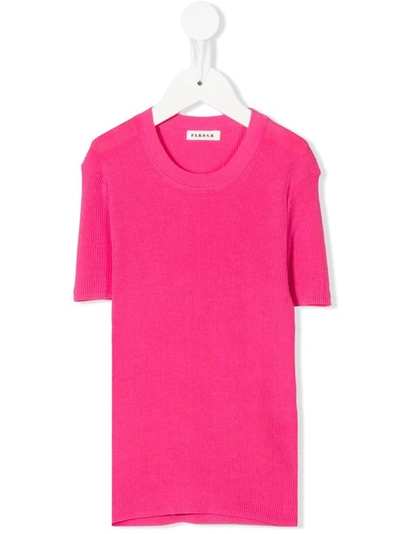 P.a.r.o.s.h. Kids' Cipria Ribbed-knit Top In Pink