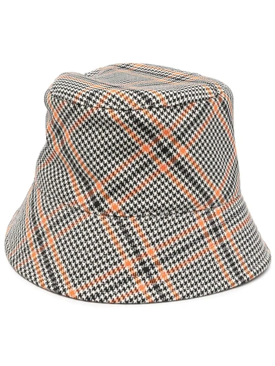 Dorothee Schumacher Houdstooth-plaid Print Bucket Hat In Orange