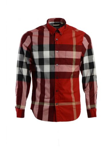 Burberry Exploded Check Long-sleeve Sport Shirt, Claret In Red | ModeSens