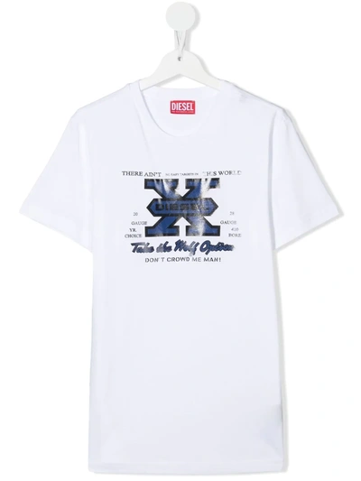 Diesel Teen Graphic-print Cotton T-shirt In White