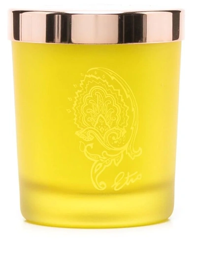 Etro Home Engraved-logo Glass Candle In Yellow