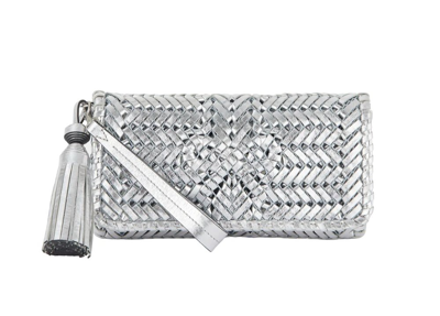 Anya Hindmarch Neeson Leather Clutch Bag In Silver