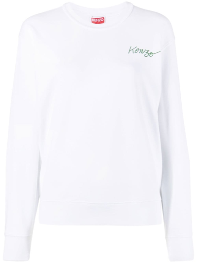 Kenzo Poppy-print Cotton Sweatshirt In White