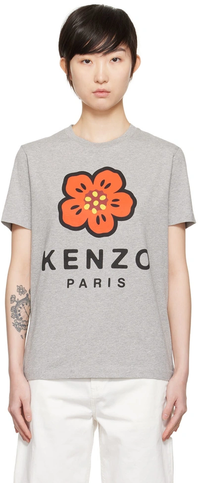 Kenzo Boke Flower Printed T-shirt In Pearl Grey
