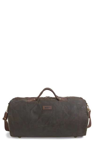 Barbour Waxed Canvas Duffle Bag In Olive