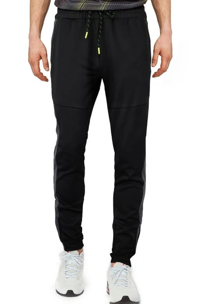 X-ray Multi-panel Moto Joggers In Black/ Neon Green