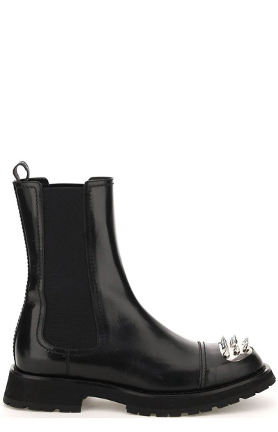 Alexander Mcqueen Chelsea Boots With Studded Toe-cap In Black