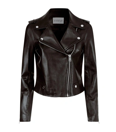 Claudie Pierlot Leather Biker Jacket In Black