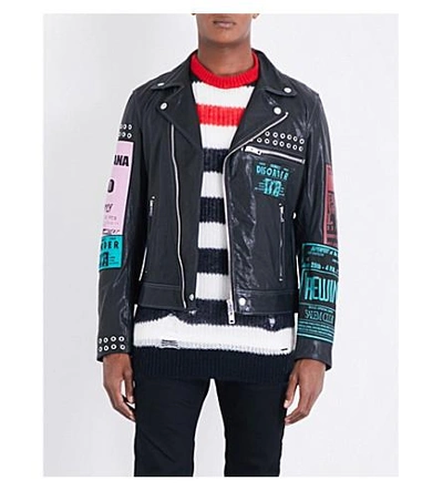 DIESEL L-HATER-ED LEATHER BIKER JACKET 