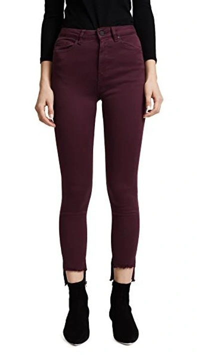Dl 1961 Chrissy Trimtone High Rise Skinny Jeans In Rouge Noir