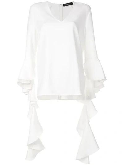 Ellery Ace V-neck Deconstructed-sleeved Crepe Top In White
