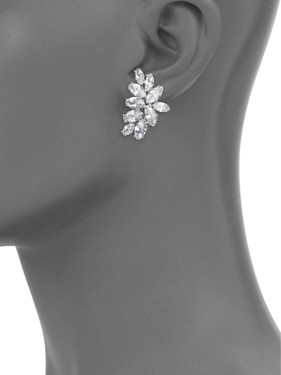 Fallon Crescent Crystal Stud Earrings In Silver