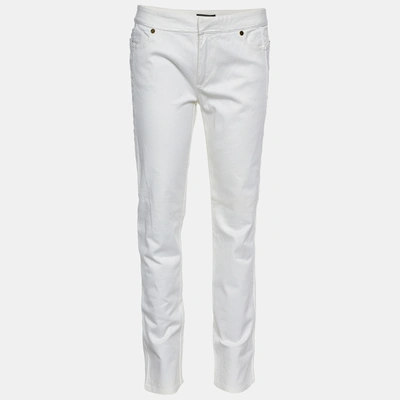 Pre-owned Roberto Cavalli White Denim Straight Fit Jeans Waist 30"