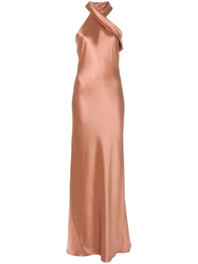 Galvan Pandora Halterneck Dress In Pink