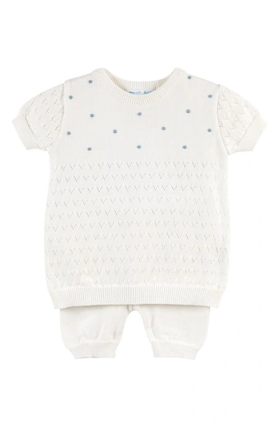 Feltman Brothers Babies' Kids' Pointelle Knit Short Sleeve Sweater & Pants In Ivory