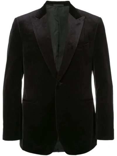 Gieves & Hawkes Velvet Single-breasted Blazer In Blue