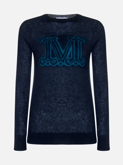 Max Mara Chantal Logo Mohair & Wool Sweater In Blue