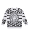 Versace Kids' Medusa Greca Cotton And Wool Sweater In Multicolour