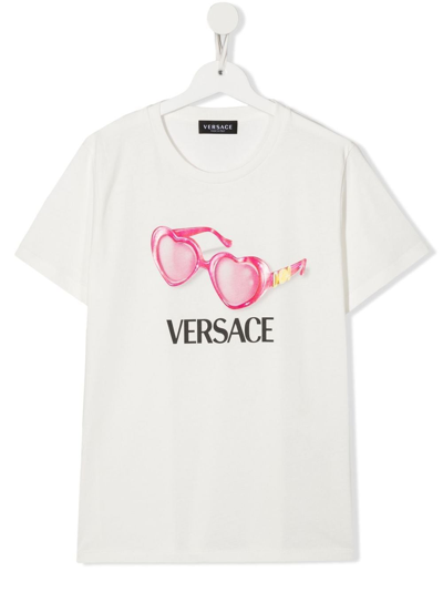 Versace Kids' Printed Cotton Jersey T-shirt In White