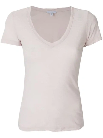 James Perse V-neck T-shirt In Pink