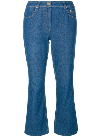 Pre-owned John Galliano Flared Jeans With Appliqué In Blue
