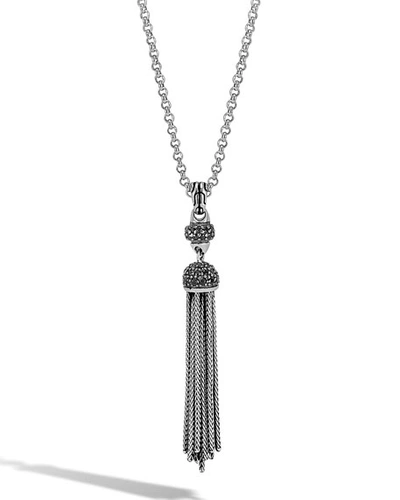 John Hardy Sterling Silver Classic Chain Tassel Pendant Necklace With Black Sapphire & Black Spinel, 20 In Black/silver