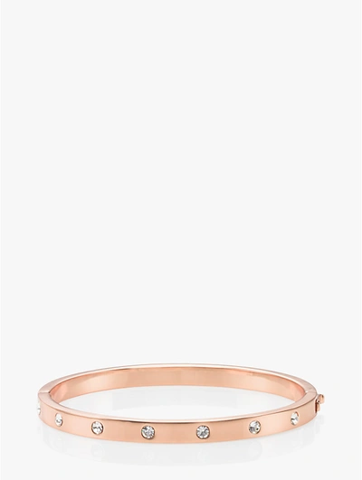 Kate Spade Set In Stone Stone Hinged Bangle In Clear/rose Gold