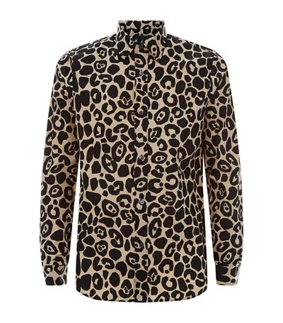 Burberry Prorsum Slim-fit Leopard-print Cotton-poplin Shirt In Camel ...
